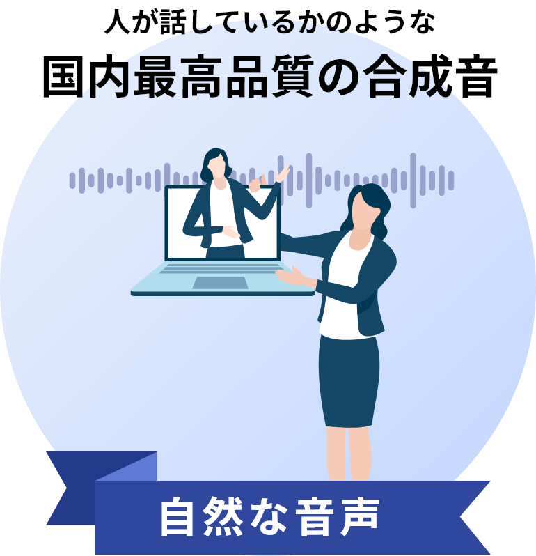人が話しているかのような　国内最高品質の合成音　自然な音声　